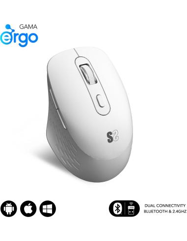 Subblim Curve Ergo Dual Ratón Ergonómico Inalámbrico 1600 DPI Blanco