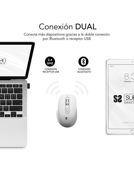 Subblim Curve Ergo Dual Ratón Ergonómico Inalámbrico 1600 DPI Blanco