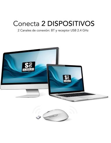 Subblim Curve Ergo Dual Ratón Ergonómico Inalámbrico 1600 DPI Blanco
