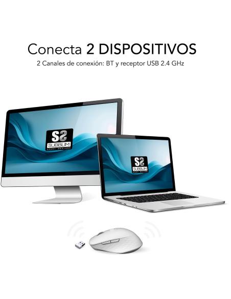 Subblim Curve Ergo Dual Ratón Ergonómico Inalámbrico 1600 DPI Blanco