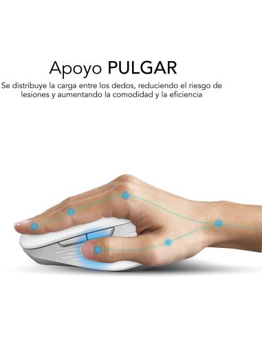 Subblim Curve Ergo Dual Ratón Ergonómico Inalámbrico 1600 DPI Blanco