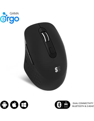 Subblim Curve Ergo Dual Ratón Ergonómico Inalámbrico 1600 DPI Negro