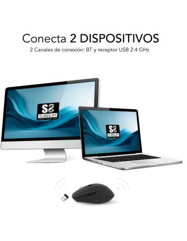 Subblim Curve Ergo Dual Ratón Ergonómico Inalámbrico 1600 DPI Negro