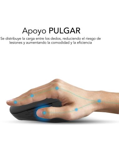 Subblim Curve Ergo Dual Ratón Ergonómico Inalámbrico 1600 DPI Negro