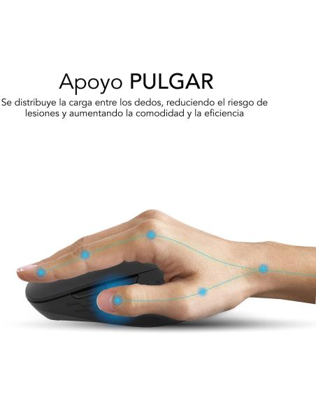 Subblim Curve Ergo Dual Ratón Ergonómico Inalámbrico 1600 DPI Negro