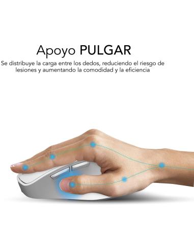 Subblim Comfort Ergo Dual Ratón Ergonómico Inalámbrico para Diestros 2400 DPI Blanco
