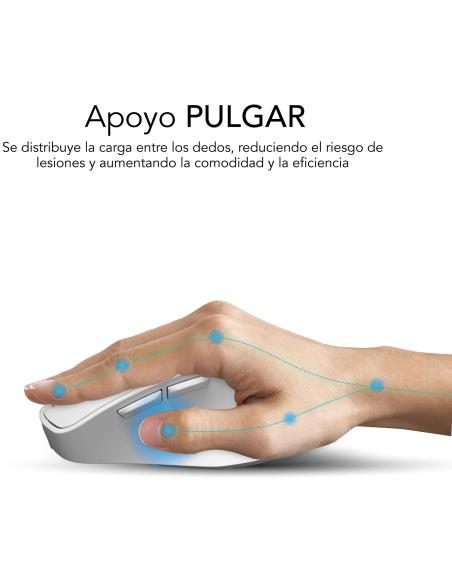 Subblim Comfort Ergo Dual Ratón Ergonómico Inalámbrico para Diestros 2400 DPI Blanco