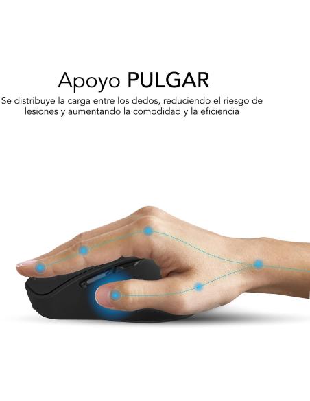 Subblim Comfort Ergo Dual Ratón Ergonómico Inalámbrico para Diestros 2400 DPI Negro