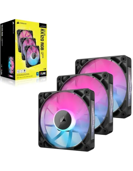 Corsair RX120 RGB PWM 3 Ventiladores 120 mm Negro