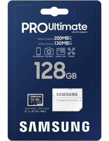 Samsung PRO Ultimate 128GB MicroSDXC UHS-I U3 A2 V30 + Adaptador SD
