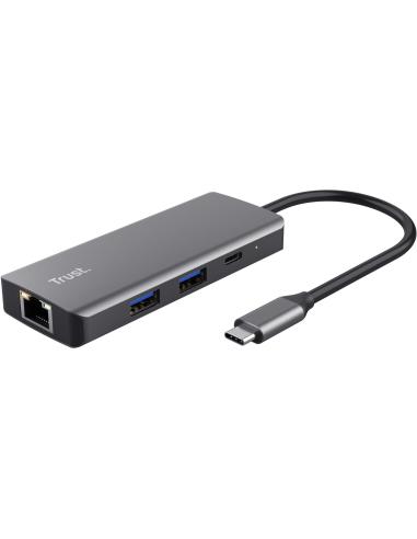Trust Dalyx USB/USB-C/HDMI/RJ 6 Puertos Negro/Plata
