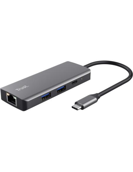 Trust Dalyx USB/USB-C/HDMI/RJ 6 Puertos Negro/Plata