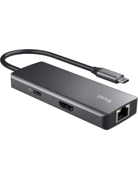 Trust Dalyx USB/USB-C/HDMI/RJ 6 Puertos Negro/Plata