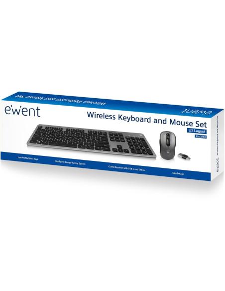 Ewent EW3272 Kit de Teclado Inalámbrico + Ratón Gris/Negro