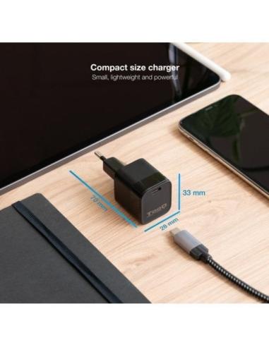 TooQ TQWC-PD20 Cargador de Pared 20 W USB-C Negro
