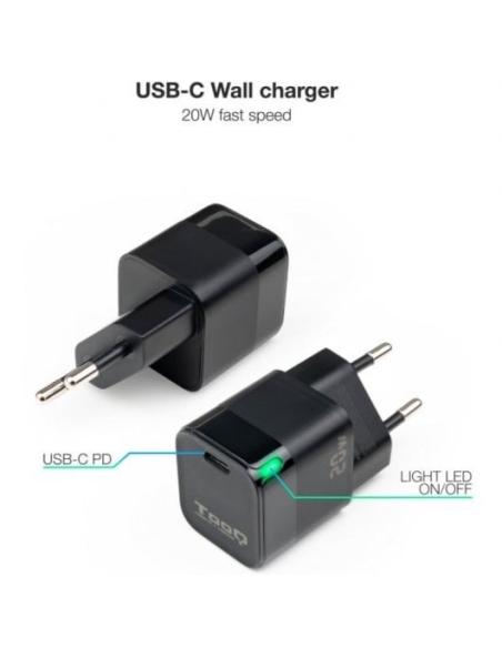 TooQ TQWC-PD20 Cargador de Pared 20 W USB-C Negro