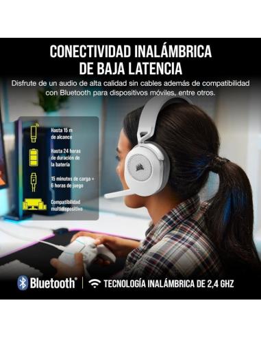 Corsair HS65 Wireless V2 Auriculares Gaming Inalámbricos 7.1 Blancos