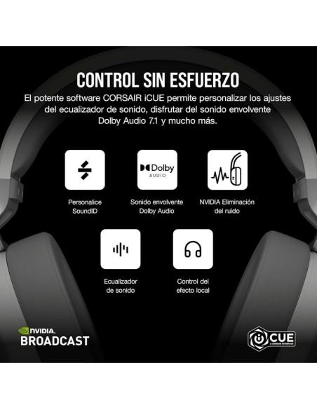 Corsair HS65 Wireless V2 Auriculares Gaming Inalámbricos 7.1 Blancos