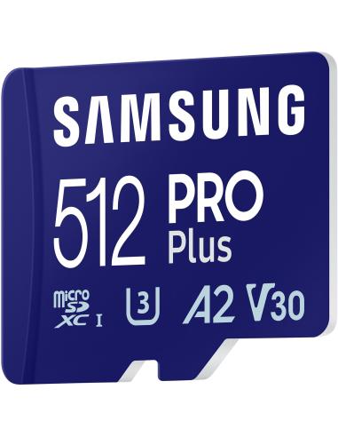 Samsung PRO Plus MicroSDXC 512GB UHS-I U3 A2 V30 Clase 10 con Adaptador SD