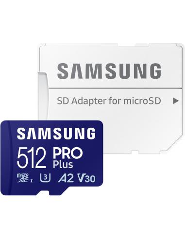 Samsung PRO Plus MicroSDXC 512GB UHS-I U3 A2 V30 Clase 10 con Adaptador SD
