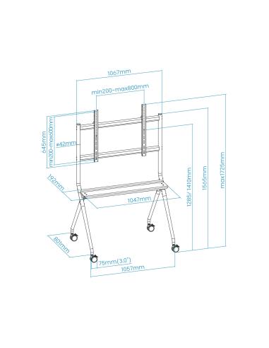 TooQ FS20205M-B Soporte de Suelo con Ruedas para Pantallas 50 - 86" Máx. 120 Kg Gris