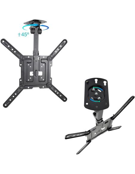 TooQ LPCE1123TSLI-B Soporte de Techo Inclinable y Giratorio para Monitor/TV 23"-55" Máx. 20Kg Negro