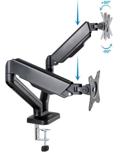 TooQ DB5132TNR-B Soporte de Mesa para 2 Pantallas 17"-32" Máx. 9Kg Negro