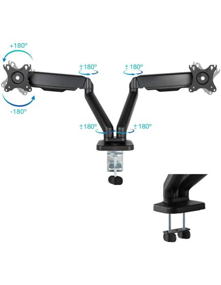TooQ DB5132TNR-B Soporte de Mesa para 2 Pantallas 17"-32" Máx. 9Kg Negro