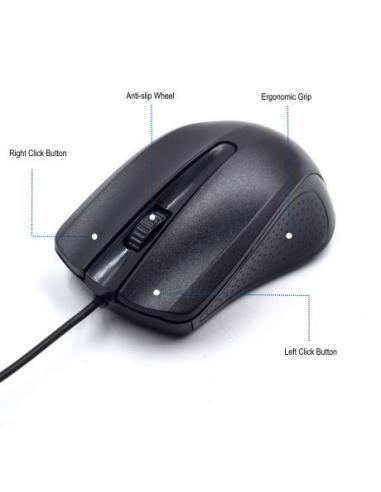 Ewent EW3300 Ratón Óptico Ambidextro USB 1000DPI Negro