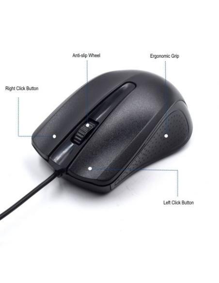 Ewent EW3300 Ratón Óptico Ambidextro USB 1000DPI Negro