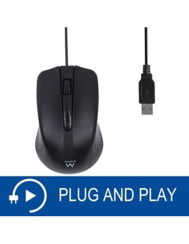 Ewent EW3300 Ratón Óptico Ambidextro USB 1000DPI Negro