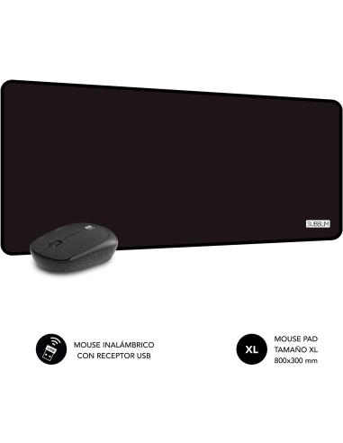 Subblim Harmony Pack Ratón Inalámbrico + Alfombrilla Gaming XL Negro