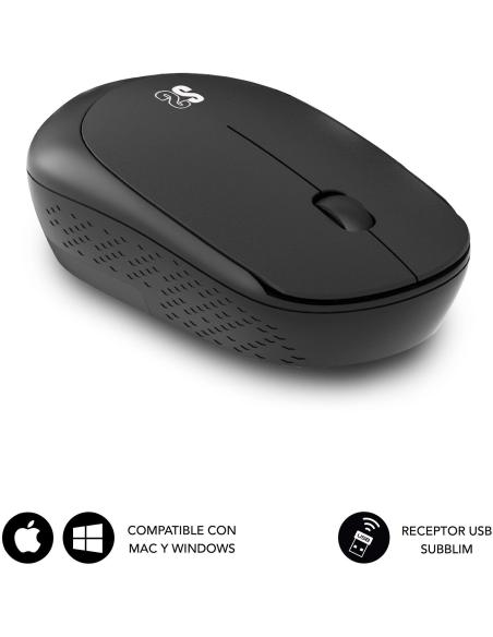 Subblim Harmony Pack Ratón Inalámbrico + Alfombrilla Gaming XL Negro