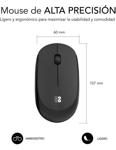 Subblim Harmony Pack Ratón Inalámbrico + Alfombrilla Gaming XL Negro