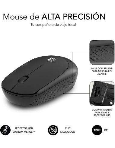 Subblim Harmony Pack Ratón Inalámbrico + Alfombrilla Gaming XL Negro