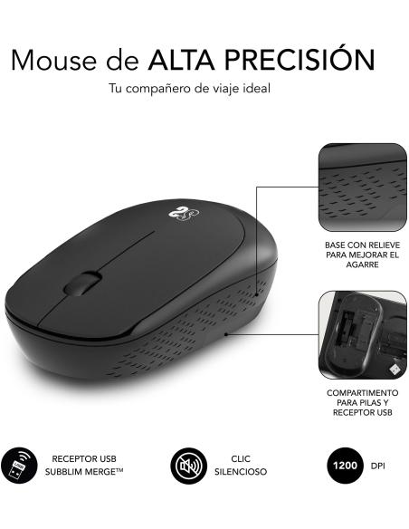 Subblim Harmony Pack Ratón Inalámbrico + Alfombrilla Gaming XL Negro