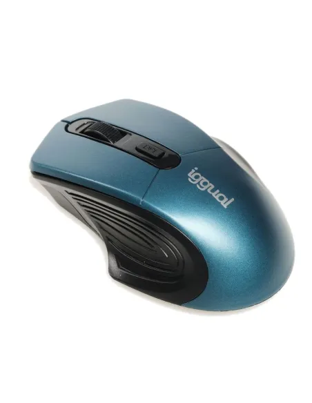 Iggual IGG317518 Ergonomic-L Ratón Óptico Inalámbrico 1600DPI Azul
