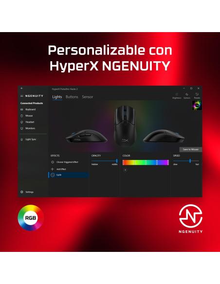 HyperX Pulsefire Haste 2 Ratón Gaming RGB 26000 DPI Negro