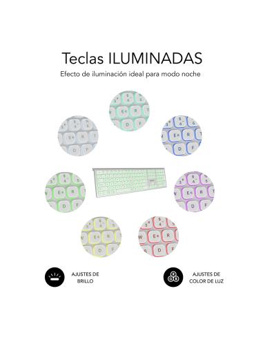 Subblim SUBKB-3MIE300 Teclado Inalámbrico Bluetooth/2.4GHz Master Iluminado Blanco/Plata