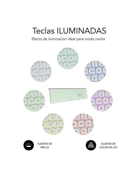 Subblim SUBKB-3MIE300 Teclado Inalámbrico Bluetooth/2.4GHz Master Iluminado Blanco/Plata