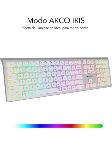 Subblim SUBKB-3MIE300 Teclado Inalámbrico Bluetooth/2.4GHz Master Iluminado Blanco/Plata