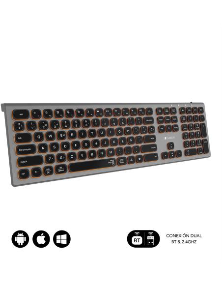 Subblim SUBKB-3MIE310 Teclado Inalámbrico Bluetooth/2.4GHz Master Iluminado Gris/Negro