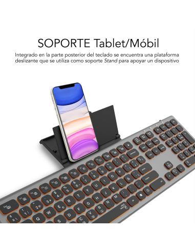 Subblim SUBKB-3MIE310 Teclado Inalámbrico Bluetooth/2.4GHz Master Iluminado Gris/Negro