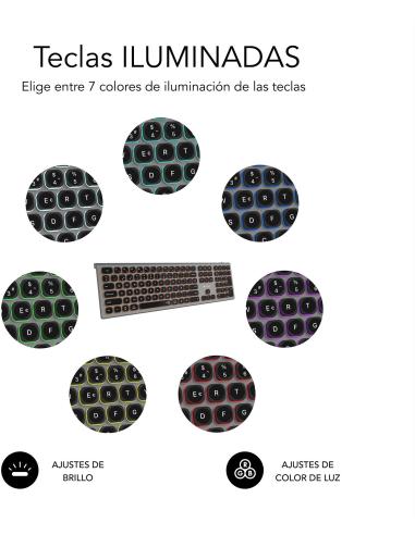 Subblim SUBKB-3MIE310 Teclado Inalámbrico Bluetooth/2.4GHz Master Iluminado Gris/Negro