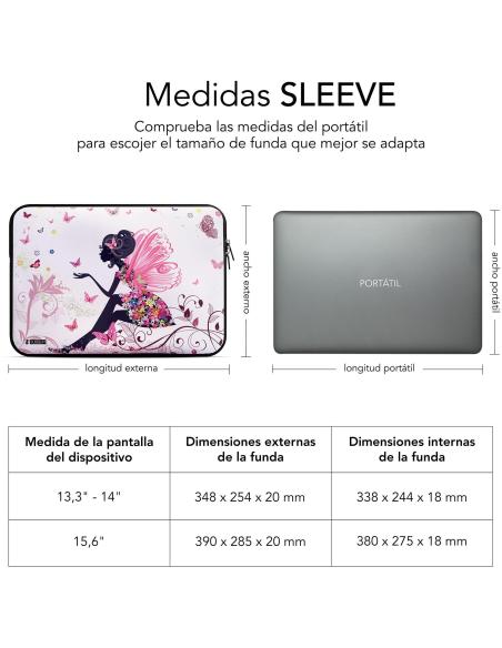 Subblim Trendy Sleeve Neo Hada Funda para Portátil hasta 15.6"