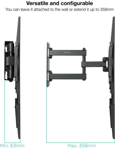 TooQ LP7843TN-B Soporte de Pared Inclinable y Giratorio para Pantallas 32"-55" Máx. 35Kg Negro
