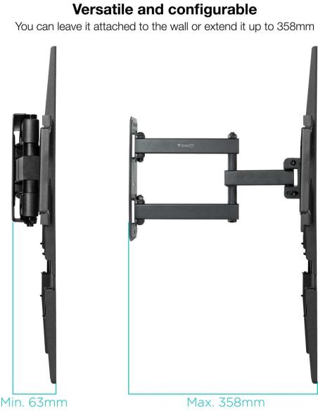 TooQ LP7843TN-B Soporte de Pared Inclinable y Giratorio para Pantallas 32"-55" Máx. 35Kg Negro