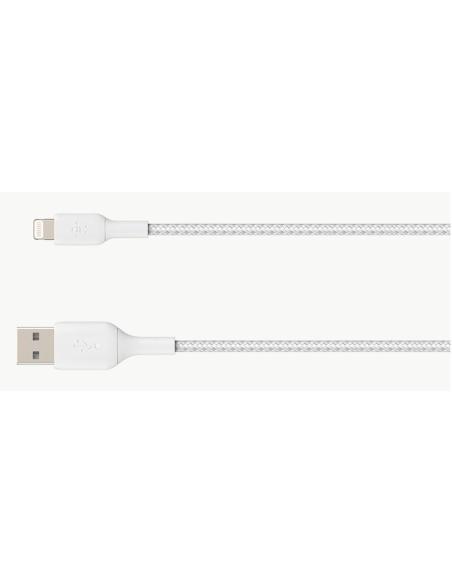 Belkin BoostCharge CAA002BT2MWH Cable Trenzado Lightning a USB-A 2m Blanco