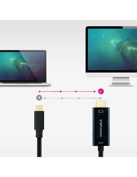 Nanocable 10.15.5132 Cable Conversor USB-C a HDMI 4K 30Hz 1.8M Negro