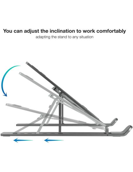 TooQ TQLRS0033-AL-G Soporte para Portátil Hasta 15" Máx. 5 Kg Gris